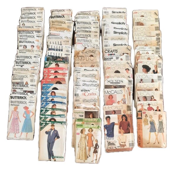 Lot of 90 Vintage Butterick McCalls Simplicity Sewing Patterns Women 10-18 Kids - Picture 2 of 2